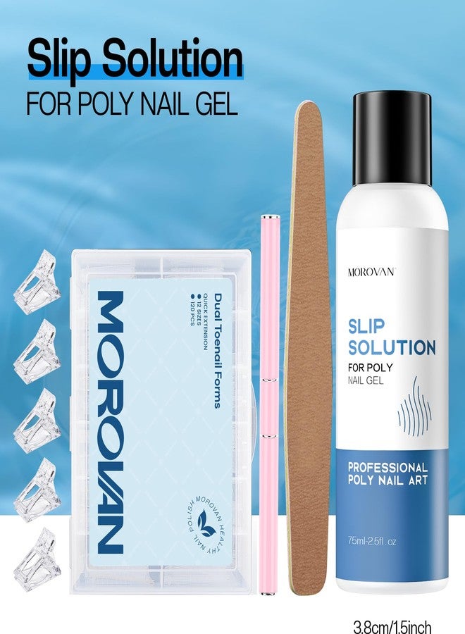Morovan Nail Polygel Slip Solution: Salon-Grade Slip Liquid & Dual Toenail Forms for Beginner-Friendly Gel Nail Extension & Anti-Stick Application - Image 2